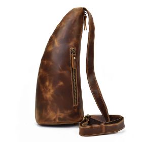 European And American Retro Men's Chest Bag Crazy Horseskin (Option: 9550pale brown)