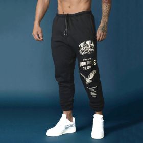 Men's Thicken Ankle-tied Sports Pants (Option: Black-M)