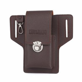 Men's Simple Portable Sports Phone Belt Bag (Option: Brown-Thin)