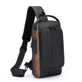 Fashionable Men's Waterproof Shoulder Bag Sports (Option: Black paired with brown)