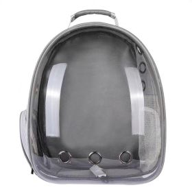 Pet Portable Cat Transparent Space Bag Backpack For Dogs (Color: Grey)