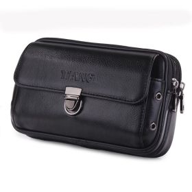 Horizontal And Vertical Leather Belt Mobile Phone Bag (Option: Small horizontal black)