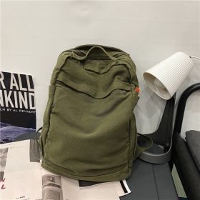 Solid Color Large Capacity Washed Canvas Bag Women (Color: Green)