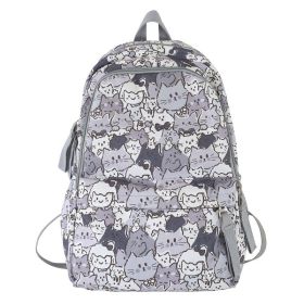 Large Capacity Mori Style Student New Graffiti Backpack (Option: Grey-Schoolbag With Pendant)