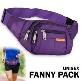 Men Women Fanny Pack Belt Waist Bag Cross Body Sling Shoulder Travel Sport Pouch (Option: Purple-Oxford)