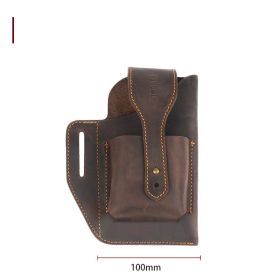 Men's Dual Mobile Phone Bag Hanging Waist   Outdoor Construction Site Leather Belt Cover (Option: Dark brown keyless)