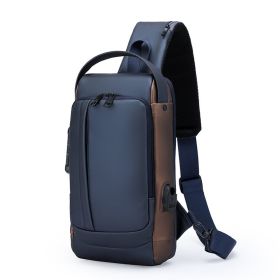 Fashionable Men's Waterproof Shoulder Bag Sports (Option: Blue paired with brown)