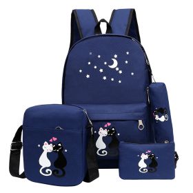 Children's Cartoon Cute Canvas Bag (Color: Dark Blue)