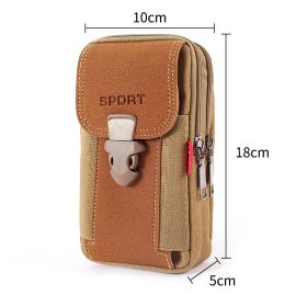 Men's 6.5 Inch Multifunctional Vertical Canvas Mobile Phone Waist Bag (Option: Vertical khaki)