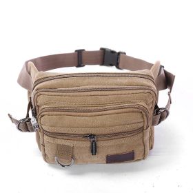 Canvas Fanny Pack With 4-Zipper Pockets Men Waist Bag Hip Bum Bag With Adjustable Strap For Outdoors Workout Traveling Casual Running Hiking Cycling (Color: Khaki)