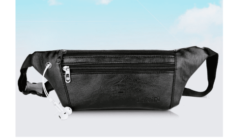 Ultra-thin PU Men's Belly Phone Waist Bag (Color: Black)