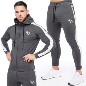 Men's Running Training Elastic Sweater Set (Option: Dark Grey-M)