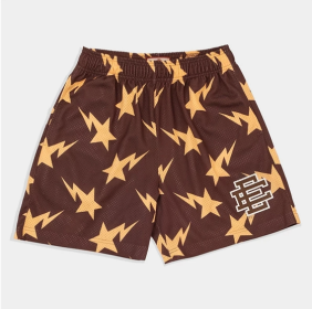 Casual Shorts Fitness Basketball Sports Short-length Pants Beach Pants Bird Eye Fabric (Option: Coffee-XXXL)