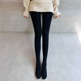 Nude One-piece Pants In Flesh Color Single-layer Bare Leg Pantyhose Female Leggings (Option: Black socks-200g Brushed)