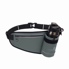 Fitness Running Waist Bag Outdoor Sports Waterproof Marathon Water Bottle (Color: Grey)