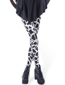 Cow Black Spot Tight Leggings (Option: White-S)