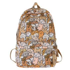 Large Capacity Mori Style Student New Graffiti Backpack (Option: Caramel-Schoolbag With Pendant)