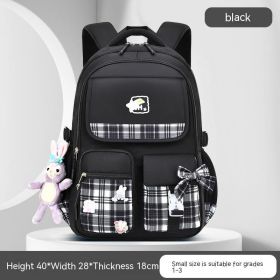 Children's Large Capacity Lightweight Cartoon Cute Backpack (Option: Black Small)