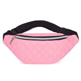 Large-capacity Mobile Phone Belt Bag Nylon Diagonal Men And Women (Color: Pink)