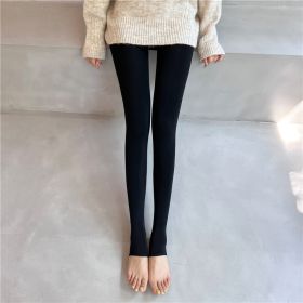 Nude One-piece Pants In Flesh Color Single-layer Bare Leg Pantyhose Female Leggings (Option: Black feet-200g Brushed)