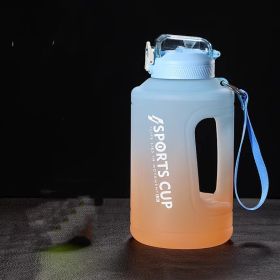 Sports Water Jug With Time Markers; Gradient Color Fitness Accessories (Color: Blue/orange, size: 2300ml)