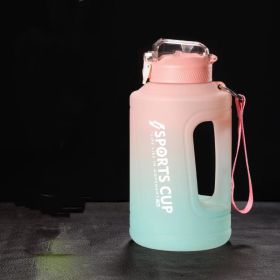 Sports Water Jug With Time Markers; Gradient Color Fitness Accessories (Color: Pink/green, size: 2300ml)