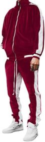 Men's 2 Pieces Full Zip Tracksuits Golden Velvet Thickening Sport Suits Casual Outfits Jacket & Pants Fitness Tracksuit Sets (Color: Red, size: XL)