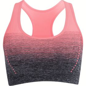 1pc/2pcs/3pcsMedium Support Two Tone Racer Back Sports Bra, Fitness Workout Running Yoga Bra (Color: Pink, size: L(8/10))