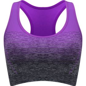1pc/2pcs/3pcsMedium Support Two Tone Racer Back Sports Bra, Fitness Workout Running Yoga Bra (Color: Purple, size: XL(12))