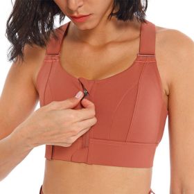 Women Sports Bras Tights Crop Top Yoga Vest Front Zipper Plus Size Adjustable Strap Shockproof Gym Fitness Athletic Brassiere (Color: E77-4, size: L)