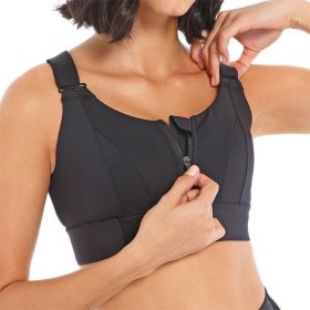 Women Sports Bras Tights Crop Top Yoga Vest Front Zipper Plus Size Adjustable Strap Shockproof Gym Fitness Athletic Brassiere (Color: E77-1, size: S)