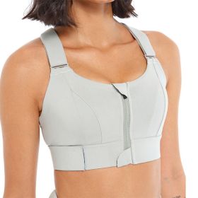 Women Sports Bras Tights Crop Top Yoga Vest Front Zipper Plus Size Adjustable Strap Shockproof Gym Fitness Athletic Brassiere (Color: E77-3, size: M)