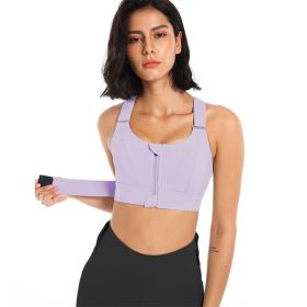 Women Sports Bras Tights Crop Top Yoga Vest Front Zipper Plus Size Adjustable Strap Shockproof Gym Fitness Athletic Brassiere (Color: E77-5, size: 5XL)
