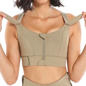 Women Sports Bras Tights Crop Top Yoga Vest Front Zipper Plus Size Adjustable Strap Shockproof Gym Fitness Athletic Brassiere (Color: E77-2, size: S)