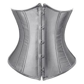 SEXY Gothic Underbust Corset and Waist cincher Bustiers Top Workout Shape Body Belt Plus size Lingerie S-6XL (Color: GRAY, size: XL)