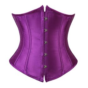 SEXY Gothic Underbust Corset and Waist cincher Bustiers Top Workout Shape Body Belt Plus size Lingerie S-6XL (Color: Purple, size: XXXL)