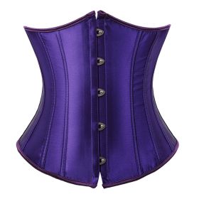 SEXY Gothic Underbust Corset and Waist cincher Bustiers Top Workout Shape Body Belt Plus size Lingerie S-6XL (Color: 7055Deep Purple, size: L)