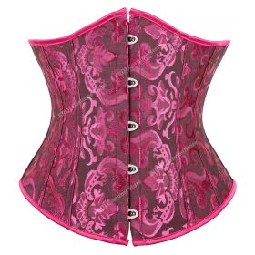 SEXY Gothic Underbust Corset and Waist cincher Bustiers Top Workout Shape Body Belt Plus size Lingerie S-6XL (Color: BlackRose, size: L)