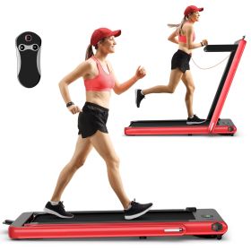 2.25HP 2 in 1 Folding Treadmill with APP Speaker Remote Control and  LED Display (Color: Red)
