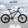 S20109 20 Inch Fat Tire Bike Adult/Youth Full Shimano 7 Speed Mountain Bike, Dual Disc Brake, High-Carbon Steel Frame, Front Suspension, Mountain Trai