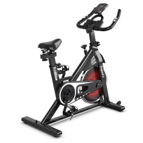 Adjustable Resistance Silent Belt Drive Gym Indoor Stationary Bike (Color: Black + Red, Type: Professional Exercise Bikes)