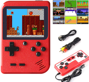 Portable Game Pad With 400 Games Included + Additional Player Controller (Color: Red)