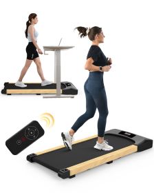 FYC Under Desk Treadmills Walking Pad;  265LBS Capacity Portable Treadmill with Remote Control and LED Display Electric Running Machine for Home Offic (Color: wood-like)