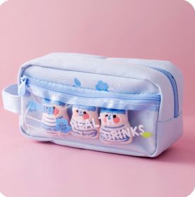 Large Capacity Elementary Students' Pencil Bag (Option: Light Blue Yakult)