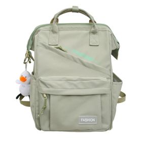 Solid Color Backpack Large Capacity Schoolbag (Option: Green-Single Bag)