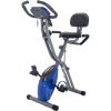 Folding Exercise Bike, Fitness Upright and Recumbent X-Bike with 10-Level Adjustable Resistance, Arm Bands and Backrest