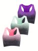 1pc/2pcs/3pcsMedium Support Two Tone Racer Back Sports Bra, Fitness Workout Running Yoga Bra