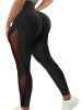 Honeycomb Mesh Contrast Leggings, Sporty Skinny High Waist Lifting Yoga Leggings, Women's Clothing
