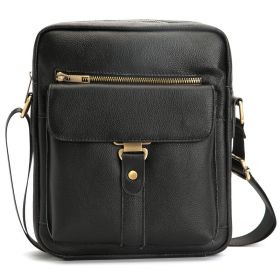 Men's Leather One-shoulder Briefcase (Color: Black)