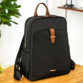 Zip Fastener Casual Large Capacity Backpack (Color: Black)